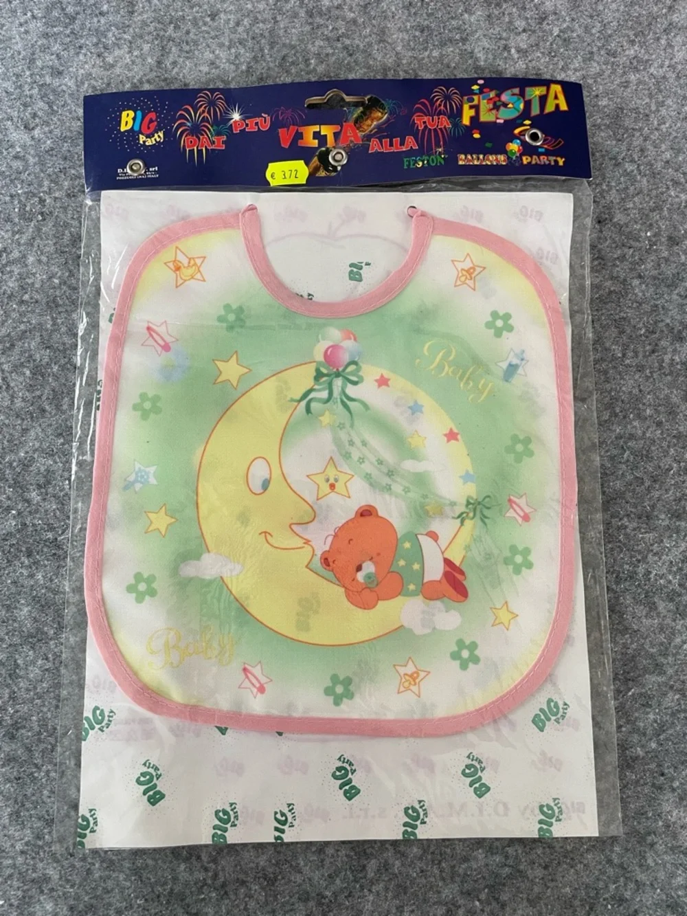 Vintage Baby Bib Set Italy BIG Party D.I.M.A.V. New Sealed Pink Blue Retro